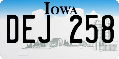 IA license plate DEJ258