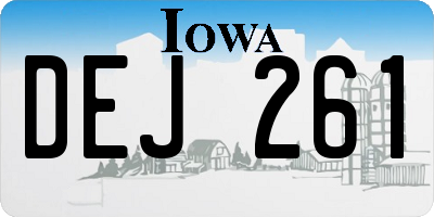 IA license plate DEJ261