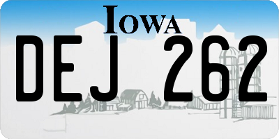 IA license plate DEJ262