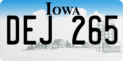 IA license plate DEJ265