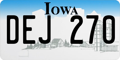 IA license plate DEJ270