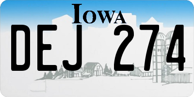 IA license plate DEJ274