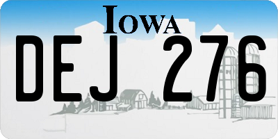 IA license plate DEJ276