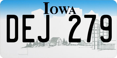 IA license plate DEJ279