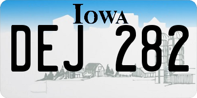IA license plate DEJ282