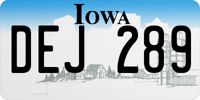 IA license plate DEJ289