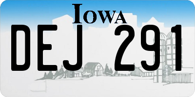 IA license plate DEJ291