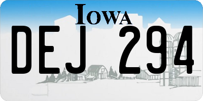 IA license plate DEJ294