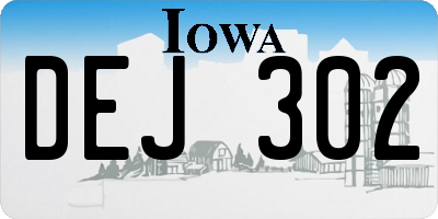 IA license plate DEJ302