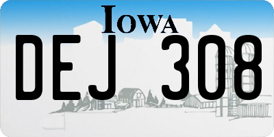 IA license plate DEJ308