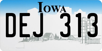 IA license plate DEJ313