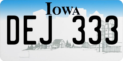 IA license plate DEJ333