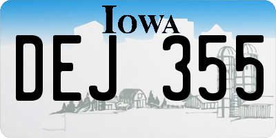 IA license plate DEJ355