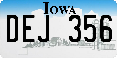 IA license plate DEJ356