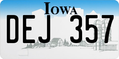 IA license plate DEJ357