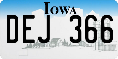 IA license plate DEJ366