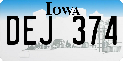 IA license plate DEJ374