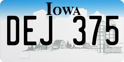 IA license plate DEJ375