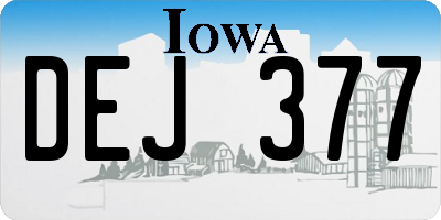 IA license plate DEJ377