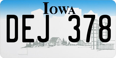 IA license plate DEJ378