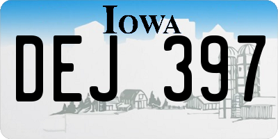 IA license plate DEJ397