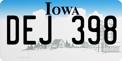 IA license plate DEJ398