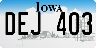 IA license plate DEJ403