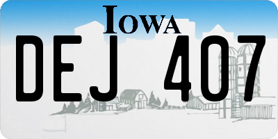 IA license plate DEJ407