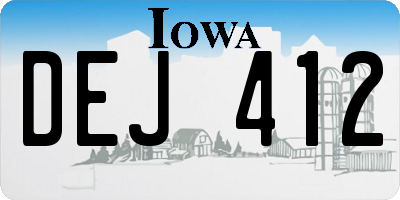 IA license plate DEJ412