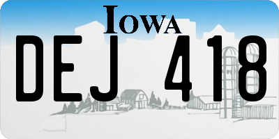 IA license plate DEJ418
