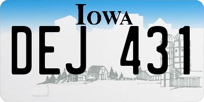 IA license plate DEJ431