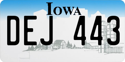IA license plate DEJ443