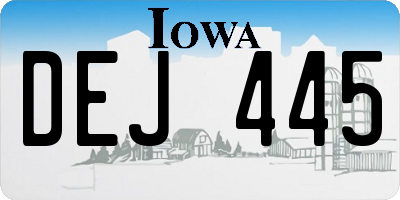 IA license plate DEJ445