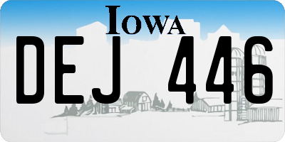 IA license plate DEJ446