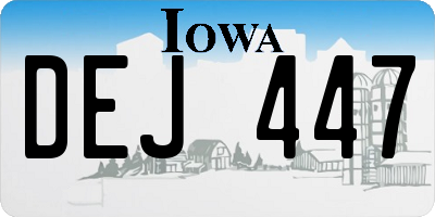 IA license plate DEJ447