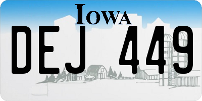IA license plate DEJ449