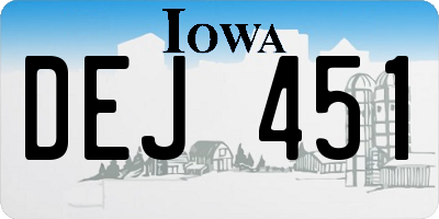 IA license plate DEJ451