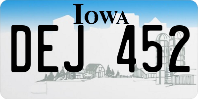 IA license plate DEJ452