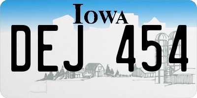 IA license plate DEJ454