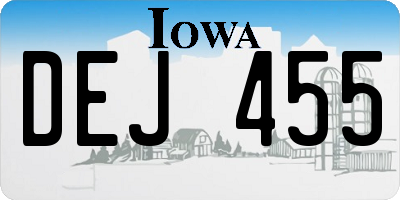 IA license plate DEJ455