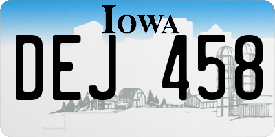 IA license plate DEJ458