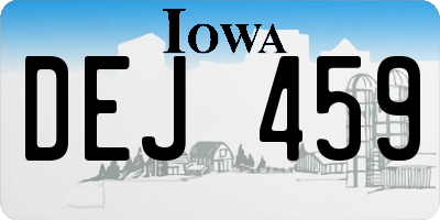 IA license plate DEJ459