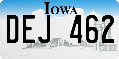 IA license plate DEJ462