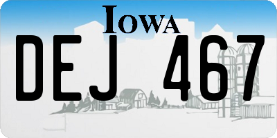 IA license plate DEJ467