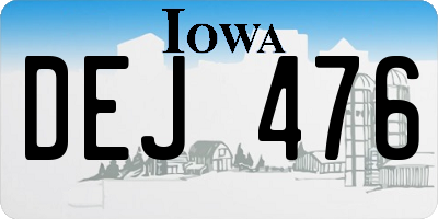 IA license plate DEJ476