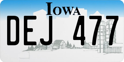 IA license plate DEJ477