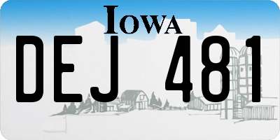 IA license plate DEJ481