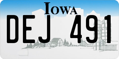 IA license plate DEJ491