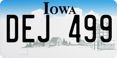 IA license plate DEJ499