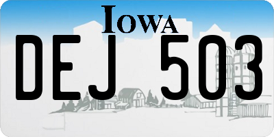 IA license plate DEJ503